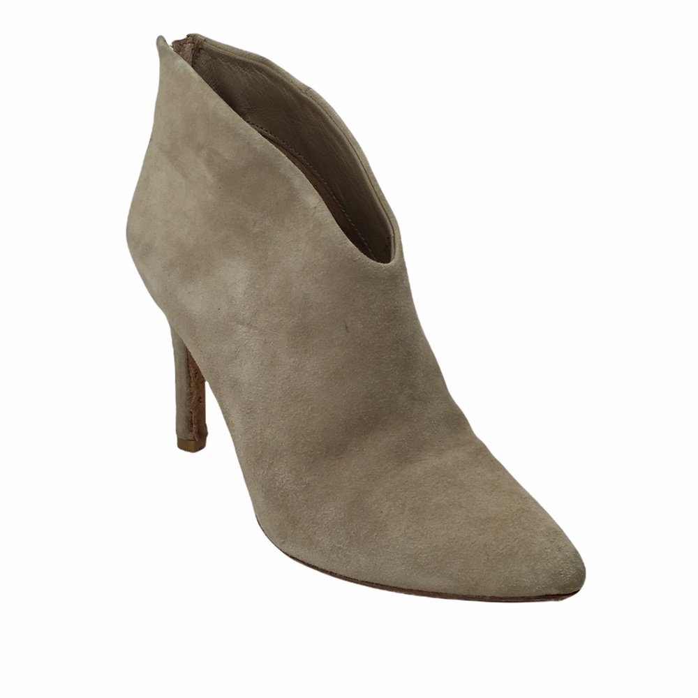 Joie Jayden Suede Heeled Ankle Bootie Taupe Size 36.5